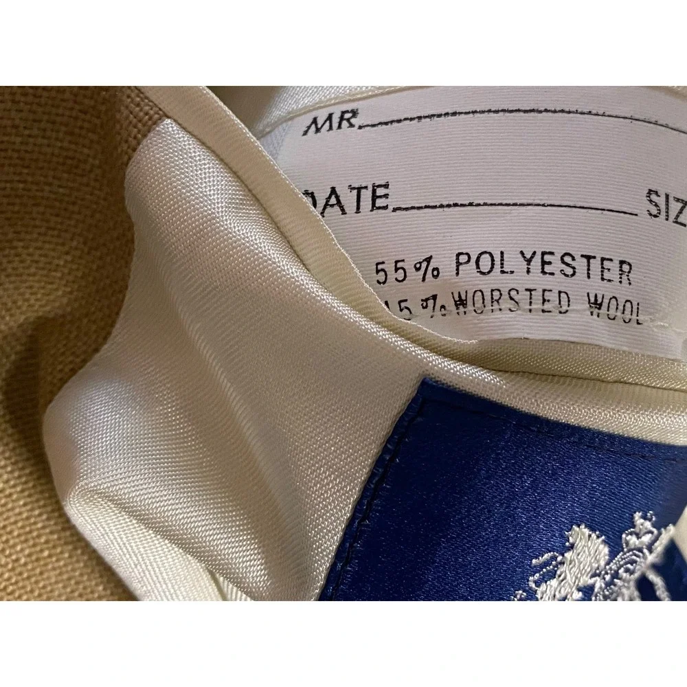 Stafford American Collection Mens Beige Gold Button Worsted Wool Sport Coat 46R